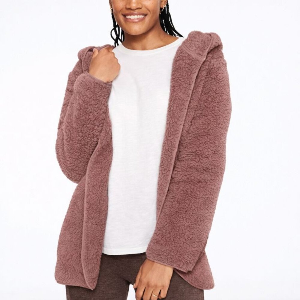 Victoria's Secret PINK Sherpa Teddy Hooded Cardigan (Cocoa Powder)